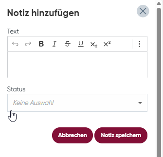 Screenshot Notizfeld